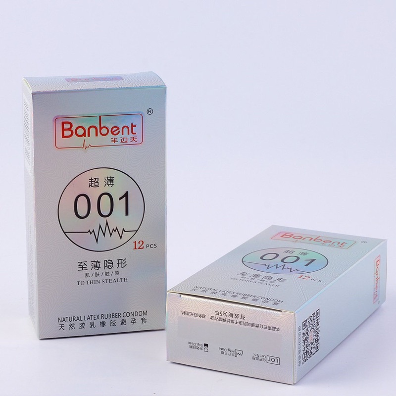 Bao cao su BANBENT To thin stealth 001, siêu mỏng, gốc nước, hương thơm tự nhiên Hộp 12 bcs