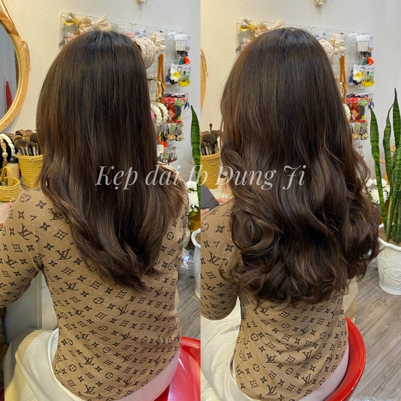 A07 tóc giả kẹp dải 45cm xoăn