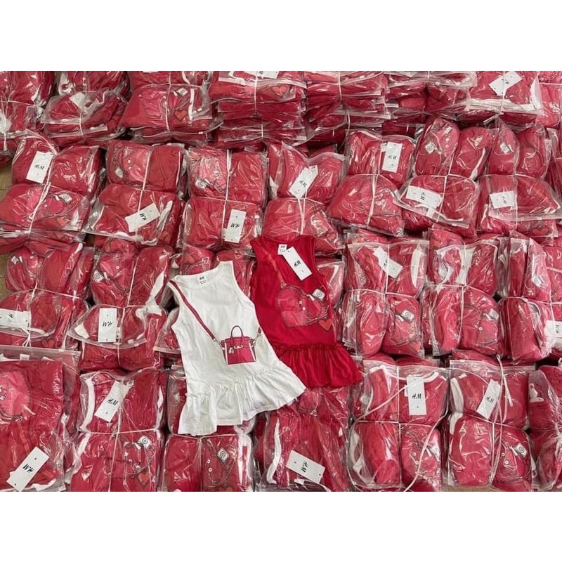 Set 2 Váy Đuôi Cá Trắng -Đỏ In Hình Túi Cho Bé Gái - Nhà Cam