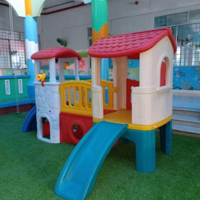 Nhà 2 khối cầu trượt cho bé