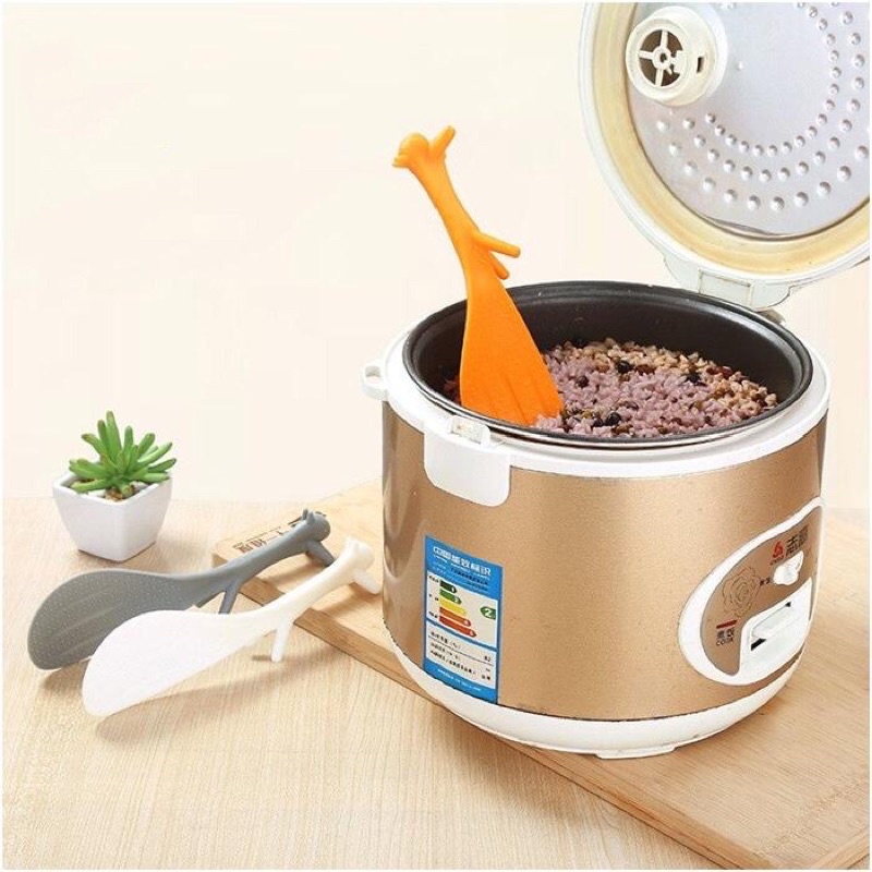 Muôi muỗng xới xơm tự đứng hình SÓC siêu cưng - Vá múc cơm nhựa lúa mạch chống dính chịu nhiệt cao an toàn