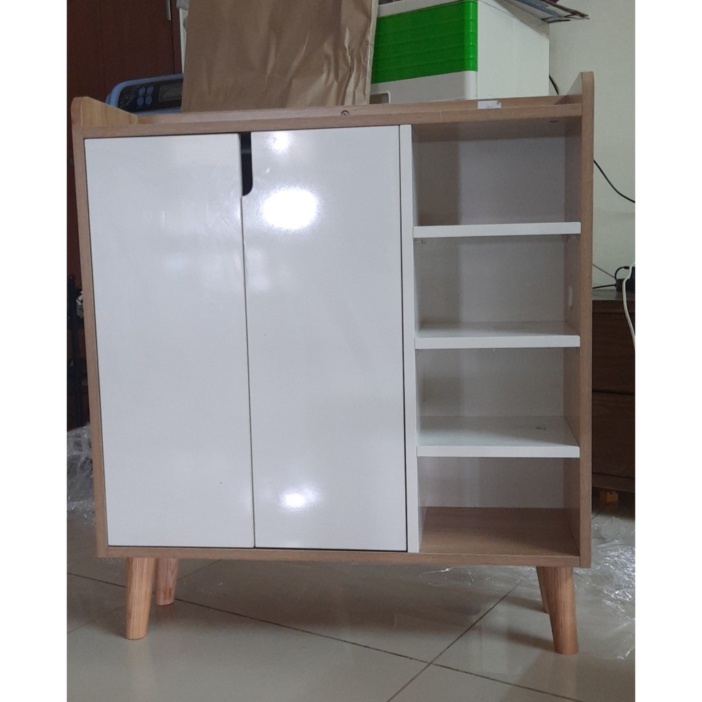 Kệ giày [Ảnh thật-Video], tủ giày dép gỗ MDF 2 cánh 4 ngăn cao cấp 82x30x87cm - ND0141