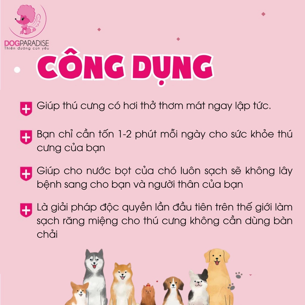Dung dịch xịt răng miệng cho chó Tropiclean Fresh Breath hương vani bạc hà 118ml - Dog Paradise