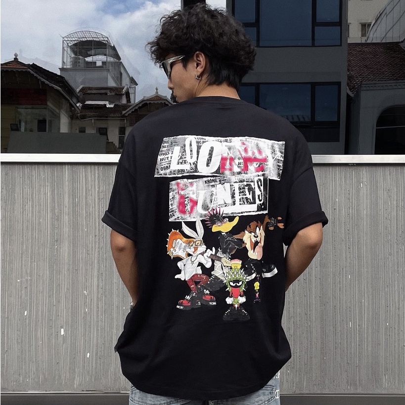 Áo Thun BOO Unisex Dáng Oversize Vải Cotton Cao Cấp In Graphics NV Looney Tunes