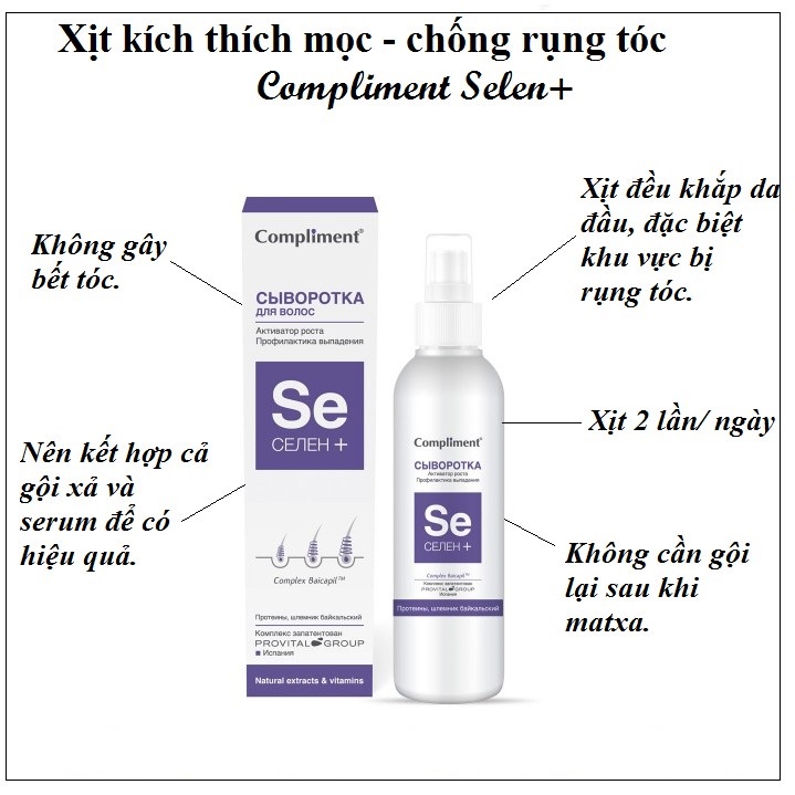 Xịt mọc tóc và chống rụng Compliment SE Selent+ 150ml