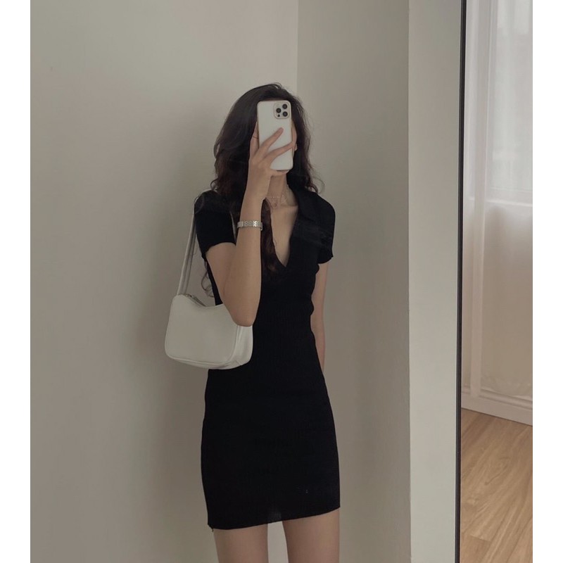 váy body len tăm cổ polo (ảnh thật shop chụp chèn tên ở sau) | BigBuy360 - bigbuy360.vn