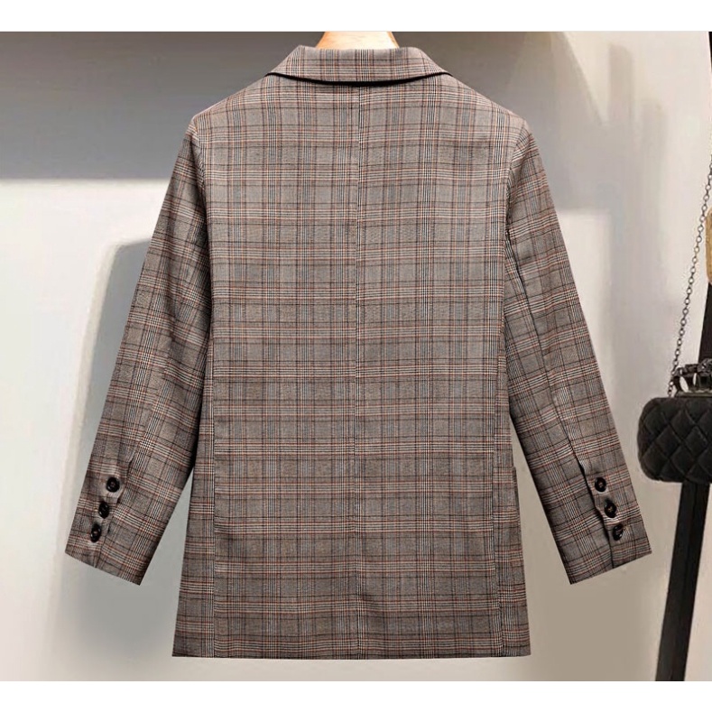 Áo khoác blazer kẻ caro cho nữ phong cách Hàn Quốc thu đông | BigBuy360 - bigbuy360.vn
