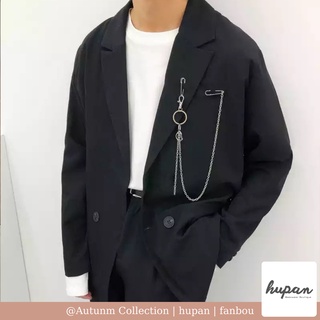 Áo khoác blazer giả vest tay dài vạt nút xéo