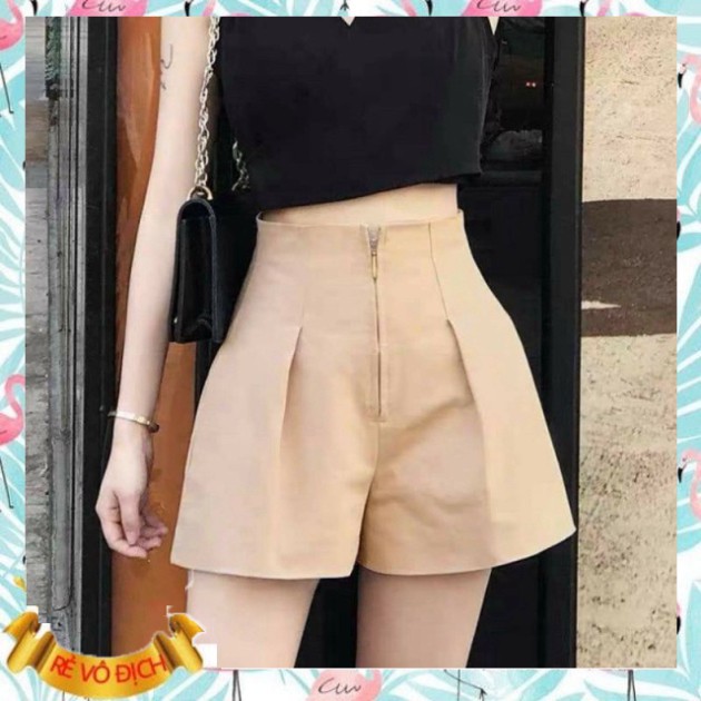 Quần Sooc Nữ Vải Cao Cấp Quần Short Nữ Thiết Kế Cạp Cao Khóa Giữa | BigBuy360 - bigbuy360.vn