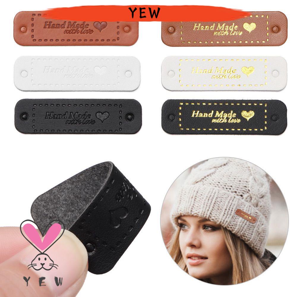 Set 20 Nhãn Trang Trí Mũ/Túi Xách Bằng Da Thủ Công In Chữ Made With Love Màu Đồng Thời Trang DIY