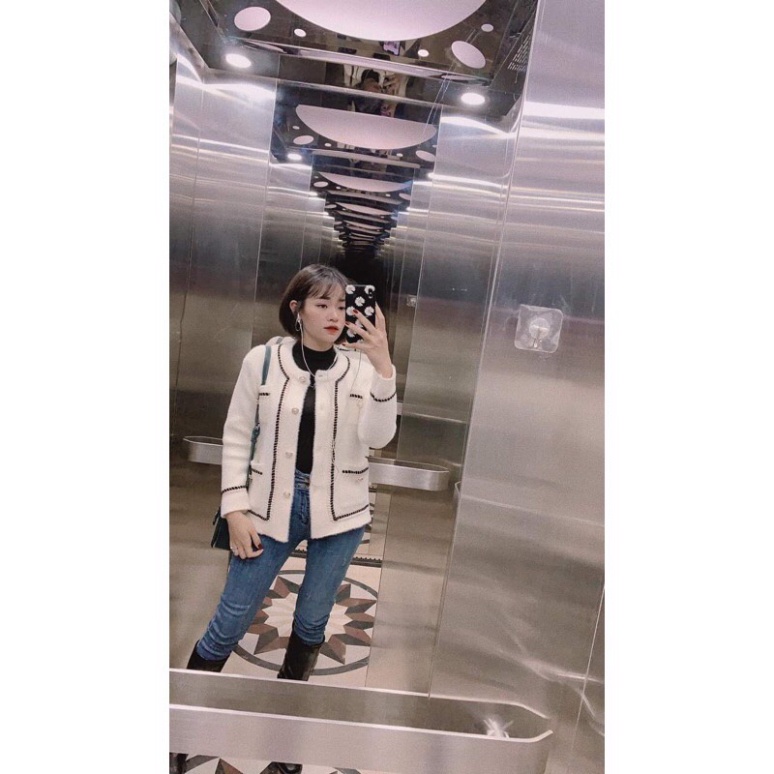 Áo cadigan ép dạ len lông thỏ hàng cao cấp có sẵn - Hàng nhập khẩu