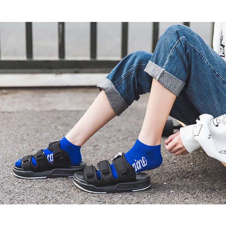 Tất Vớ Cotton Unisex Ngắn Dày Dặn In Chữ Nhiều Màu