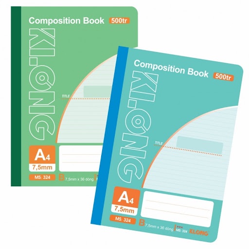 Vở A4 500 trang kẻ ngang may dán gáy Compostion Book, sổ Klong MS 324