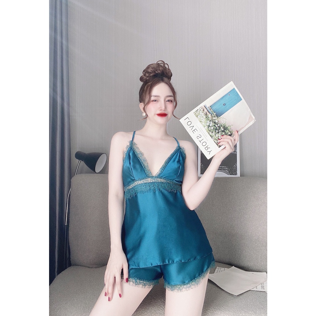 Đồ ngủ nữ sexy hai dây phối ren gợi cảm lụa satin mềm mịn thoáng mát AN57 - D'lavia | BigBuy360 - bigbuy360.vn