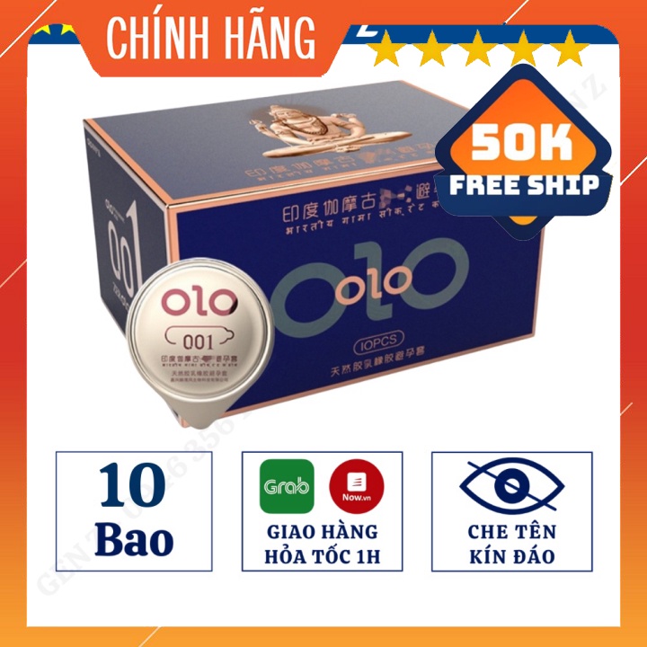 Bao cao su OLO 0.01 Xanh Kéo Dài Thời Gian Quan Hệ, Nhiều Gel Bôi Trơn - Hộp 10 Bcs