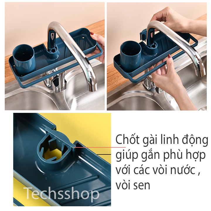 Khay Treo Vòi Nước Có Ống Để Đồ Và Giá Treo Khăn Nhiều Màu - Kệ Gắn Vòi Sen Để Dầu Gội Sữa Tắm Trong Phòng Tắm