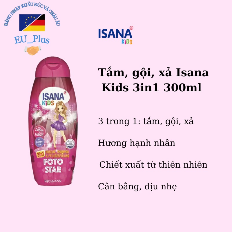 Sữa tắm kết hợp gội xả Isana kids 3in1 Wilder Westen 300ml - Đức - bé trai, bé gái