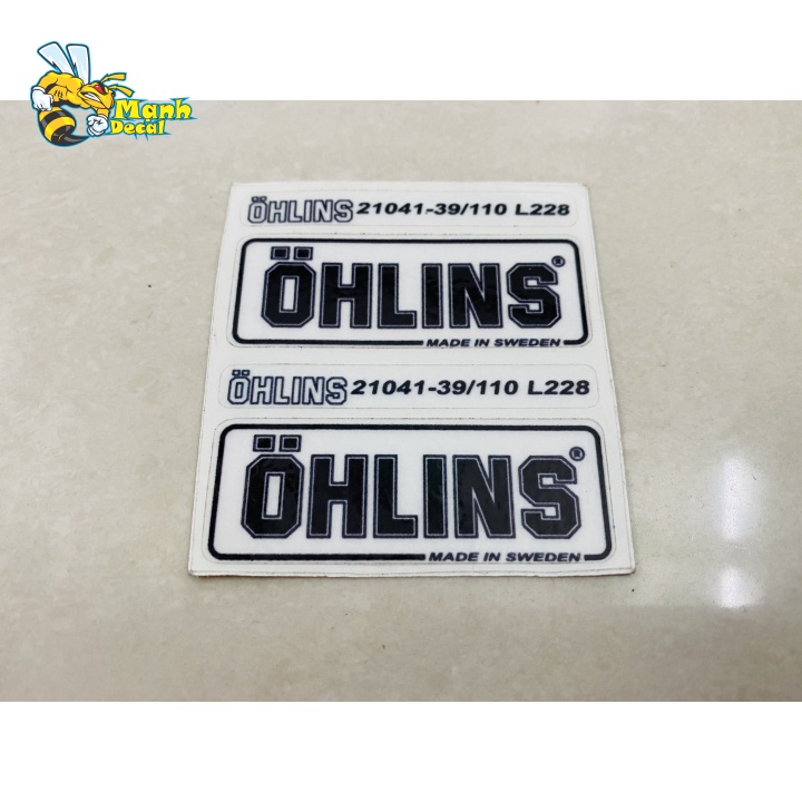 2 tem logo sticker ohlins in decal trong dán phuộc lò xo