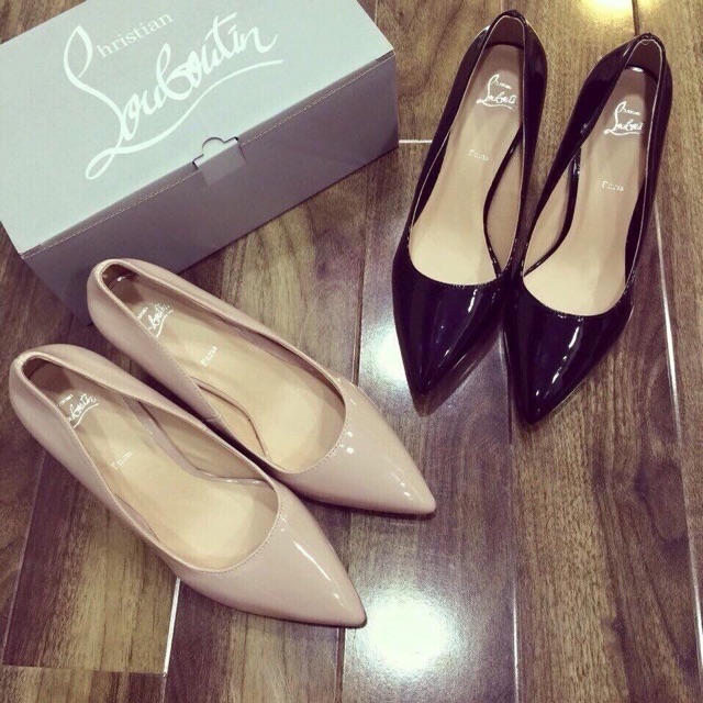 Giày bít mũi gót nhọn 7 phân da trơn bóng