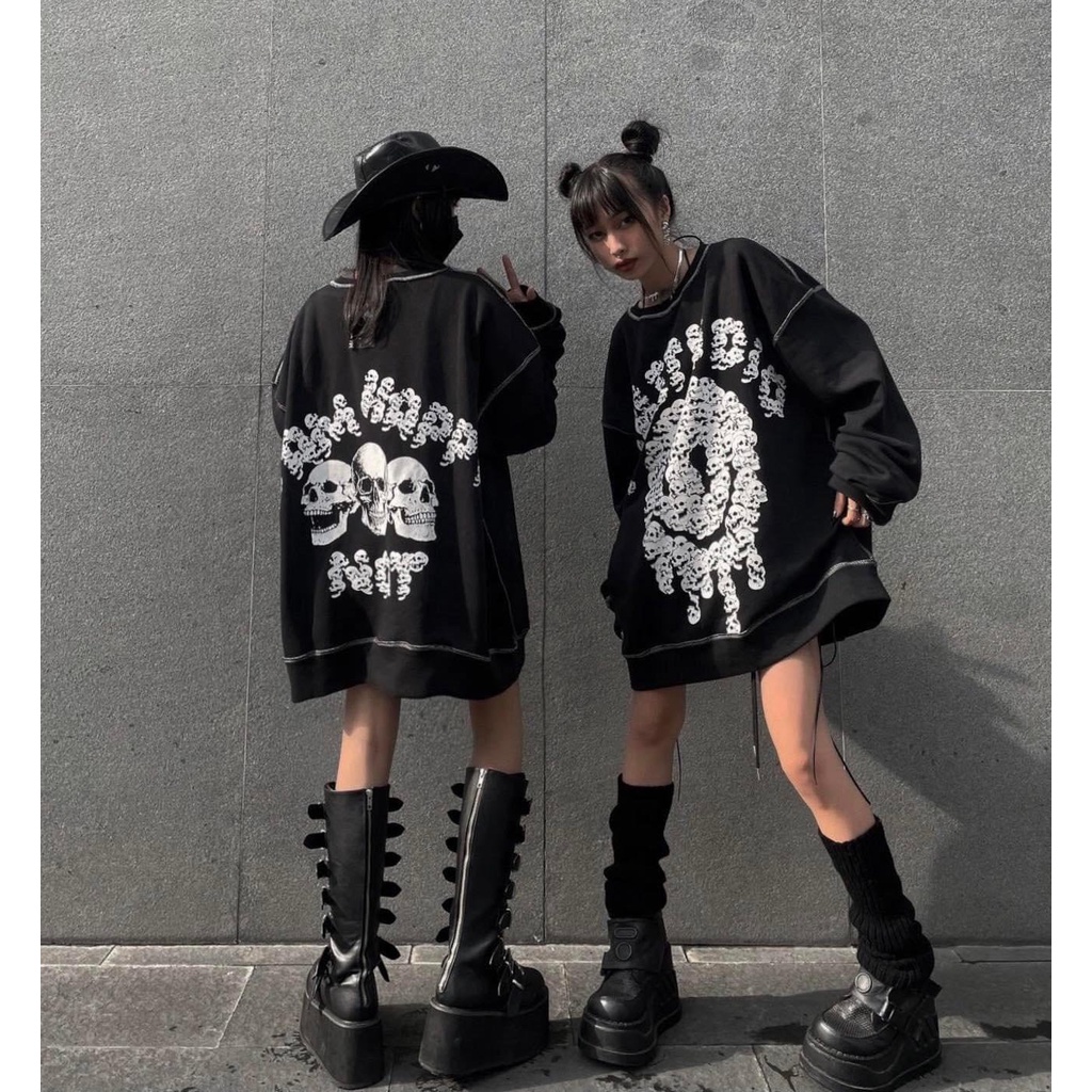 Áo sweater VAH Skull Smile V2 form rộng unisex nam nữ full tag Thời trang Unisex HCM VAH04