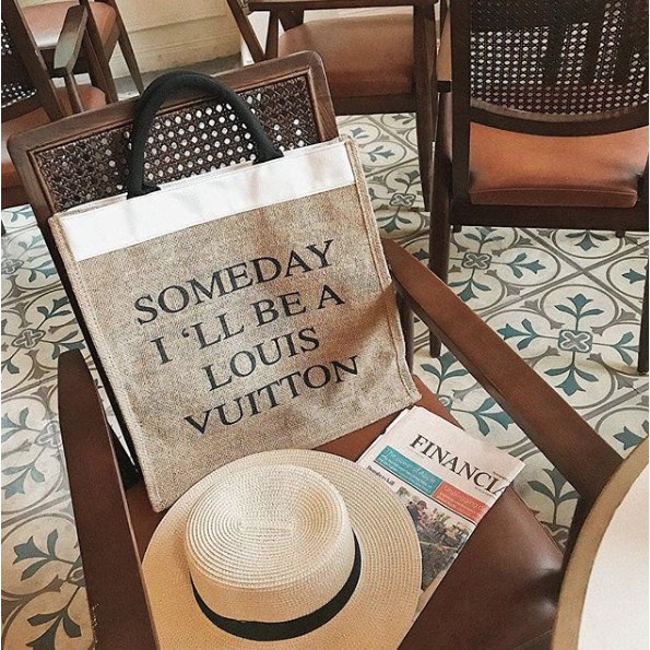 Túi Cói Vintage Đi Biển Merci - Someday Nữ Size Lớn Vải Bố Lanh Cao Cấp vibesvetnam