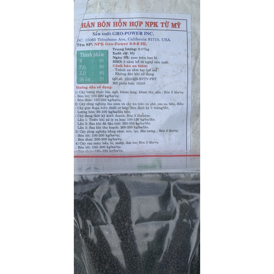 Phân bón NPK hỗn hợp Gro-power gói 0.5kg chia lẻ