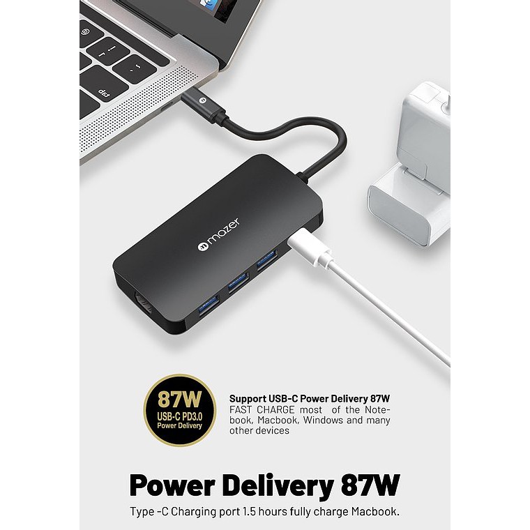 [BH 5 năm] Hub Cổng Chuyển Đổi Mazer Multiport USB-C 8-in-1 HUB To HDMI 4Kx2