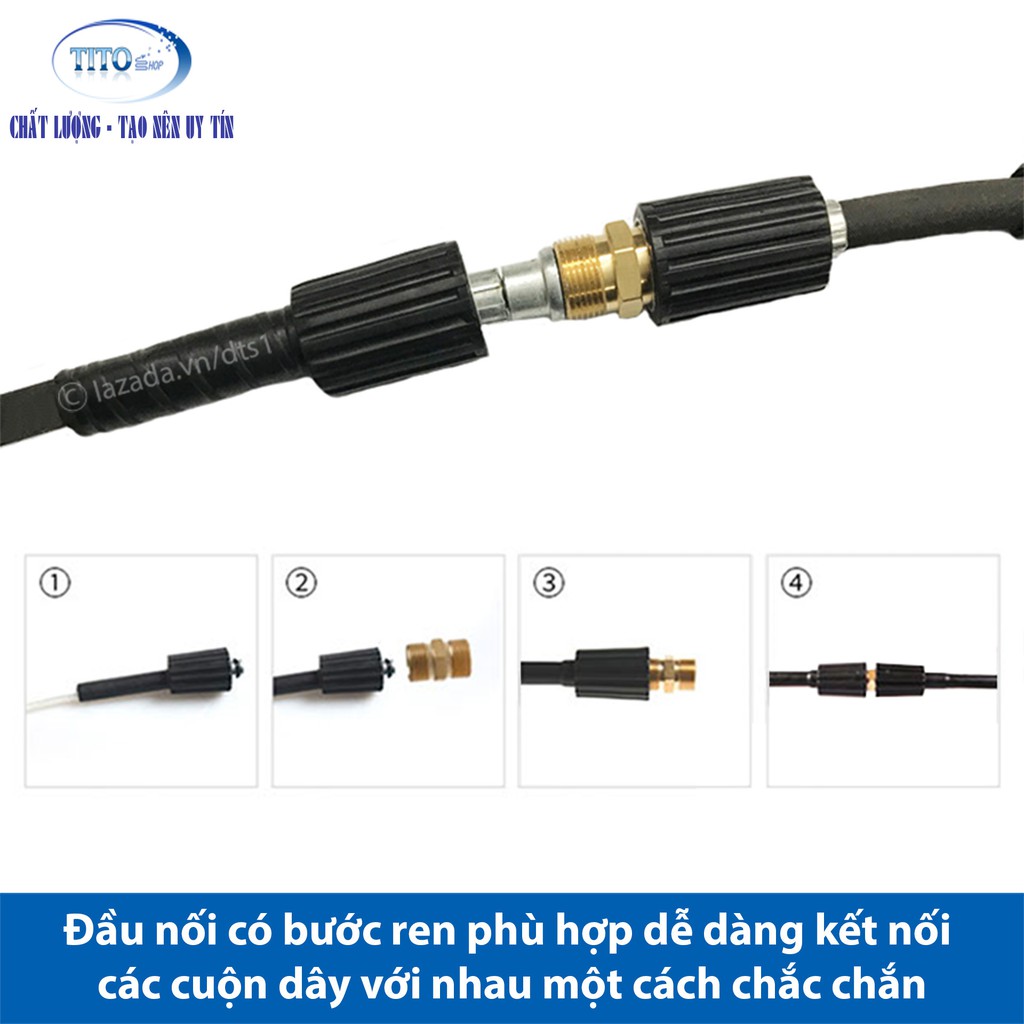 Khớp bằng đồng nối giữa 2 dây cao áp của máy xịt rửa cao áp - phụ kiện máy rửa xe