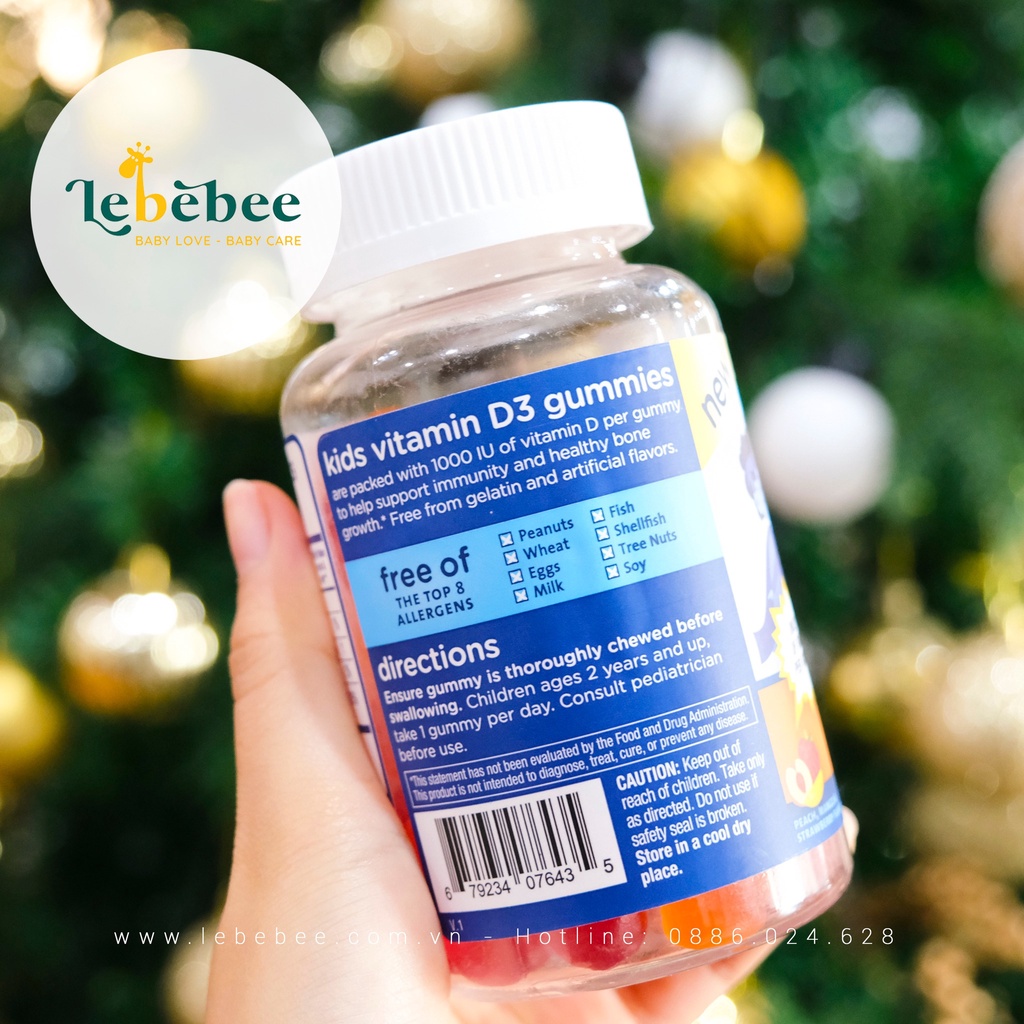 Viên nhai Kids Vitamin D3 Mommy Bliss bổ sung D3 cho bé từ 2 tuổi ( dạng kẹo dẻo)