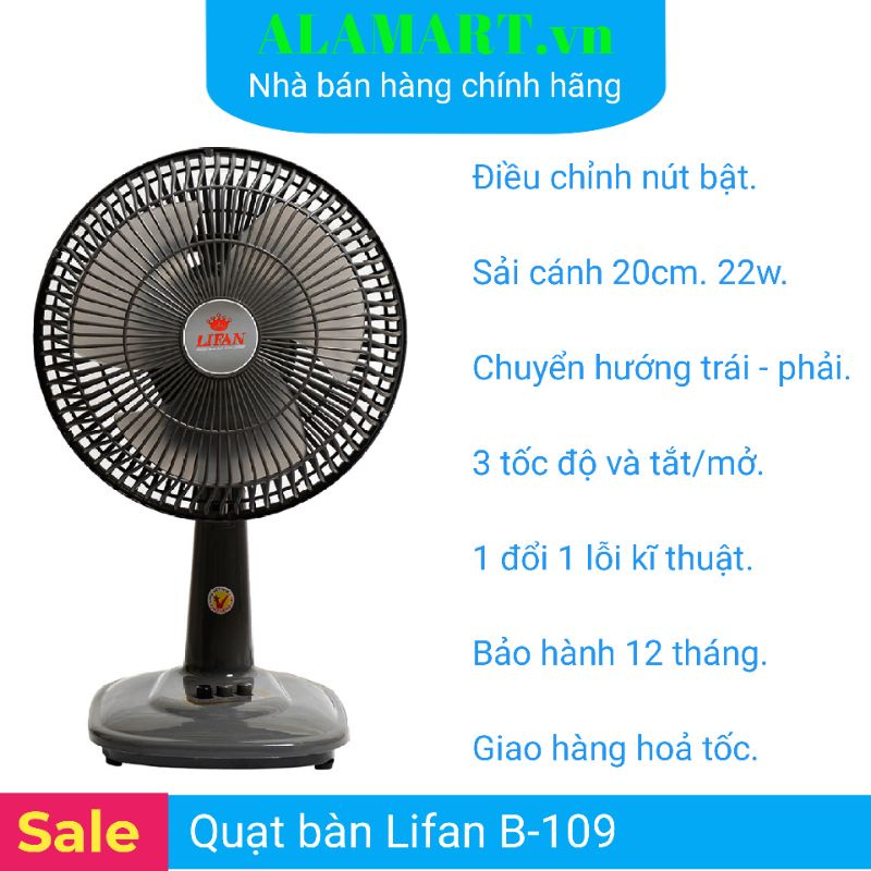 Quạt Bàn Lifan B-109   bảo hành 12 tháng