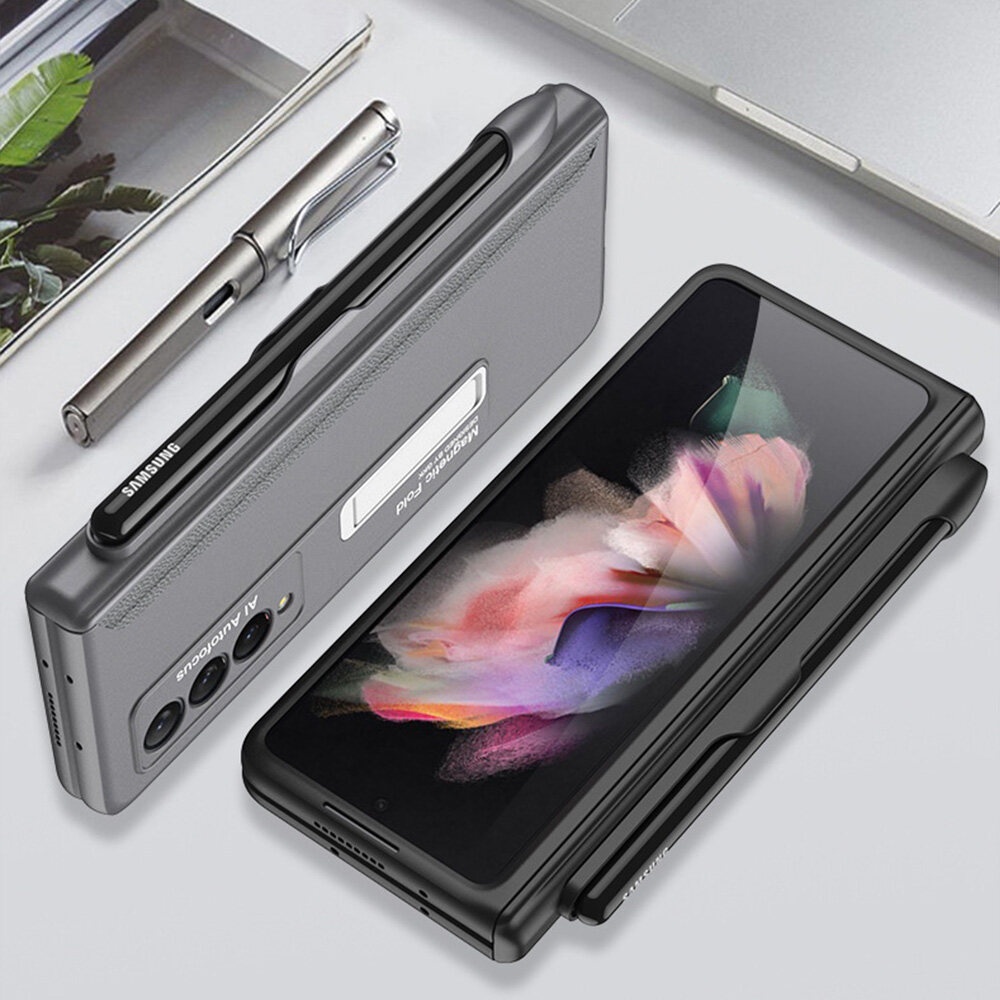 Ốp Điện Thoại Màu Trơn Có Ngăn Đựng Bút Cảm Ứng Cho Samsung Z Fold3 W22