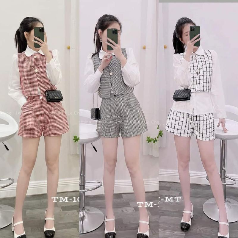 Sét bộ dạ kèm áo sơ mi