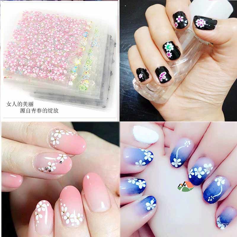 Miếng Dán Trang Trí Móng Tay 3D Màu Trắng Đen Dành Cho Trẻ Nhỏ