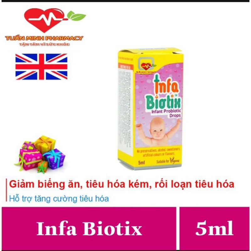 Infa biotix - men vi sinh cho trẻ biếng ăn, tiêu hóa kém, rối loạn tiêu hóa (Lọ 7ml)