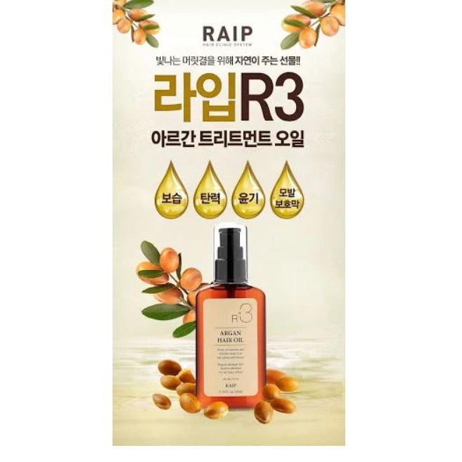 [CÓ SẴN] Dầu Dưỡng Giúp Hồi Phục Tóc Hư Tổn Raip R3 Argan Hair Oil | BigBuy360 - bigbuy360.vn