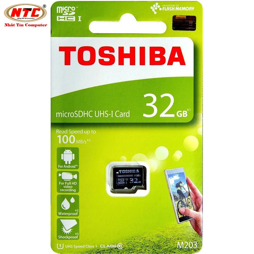 k89 Thẻ nhớ MicroSDHC Toshiba M203 UHS-I U1 32GB 100MB/s - chuyên camera và điện thoại (Đen) 1