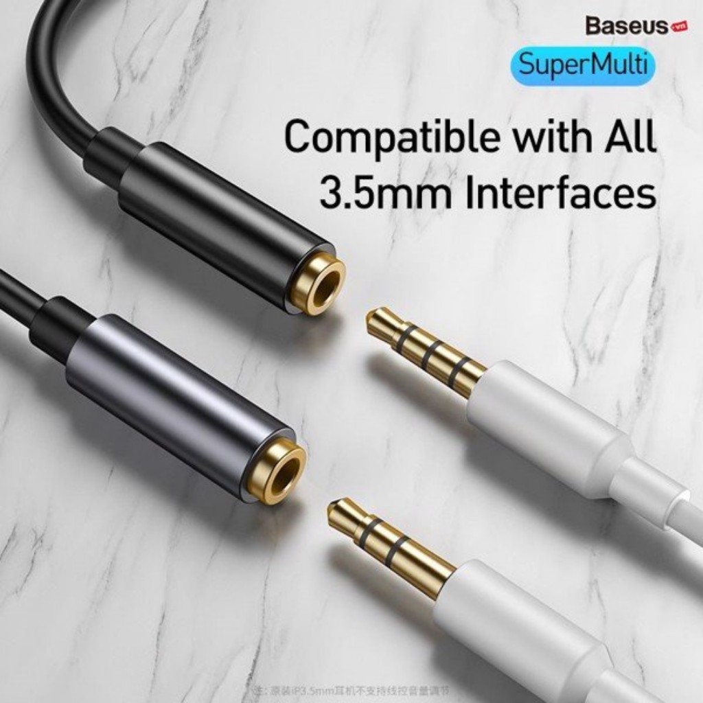 Dây chuyển đổi Type C sang Audio AUX 3.5mm Baseus L54 (Type-C Male to 3.5mm Female Adapter, built-in DAC, 24-bit/48kHz)