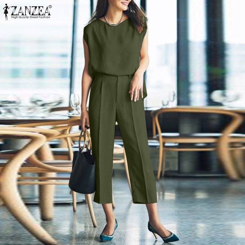 Bộ áo thun không tay và quần short ZANZEA thời trang dành cho nữ