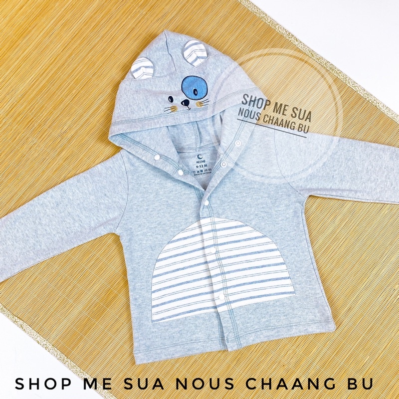 MOON Áo khoác nỉ cho bé có mũ size 6m đến 3y