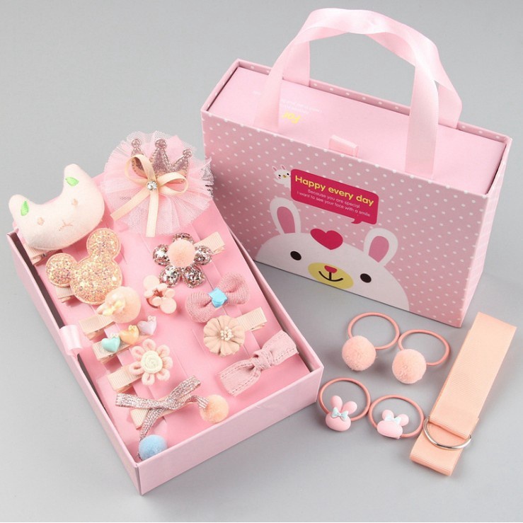 SUEG Set 18 Kẹp Tóc Màu Hồng Xinh Xắn Cho Bé Gái