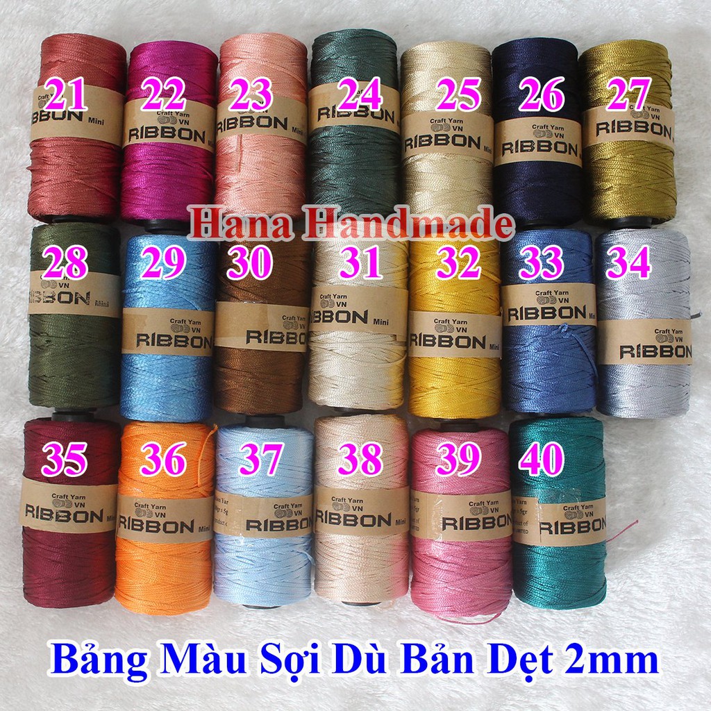 Sợi Dù Bản Dẹt 2mm / sợi ribbon / ribbon mini (bảng chọn màu 2)