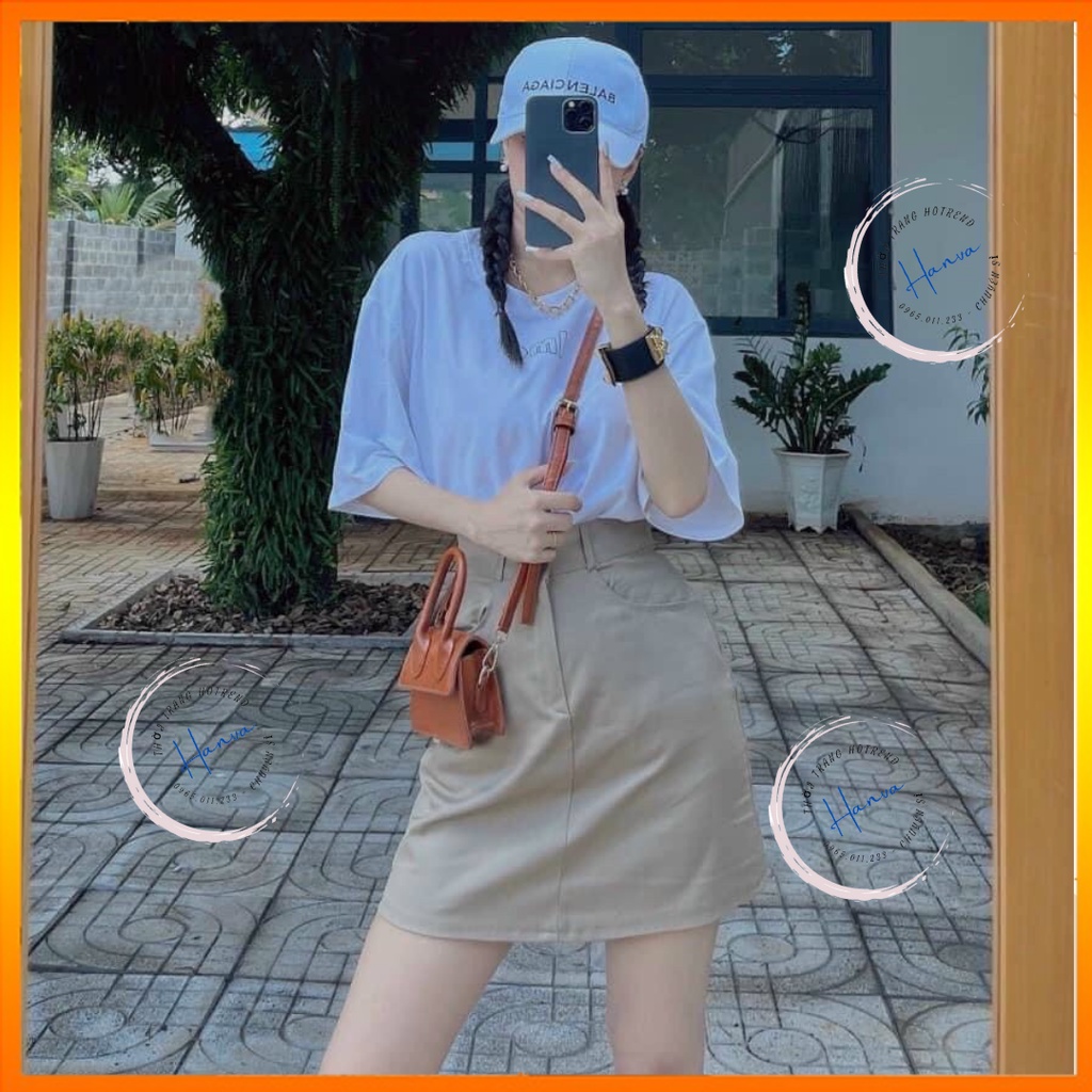 Chân Váy Chữ A Ngắn Lưng Cao Chất Kaki Dày Dặn Mềm Mịn Có Quần Bảo Hộ Bên Trong Phong Cách Trẻ Trung Năng Động Hanva