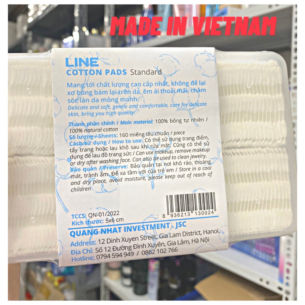 Bông Tẩy Trang LINE 100% Cotton Hàng Việt Nam Chính Hãng