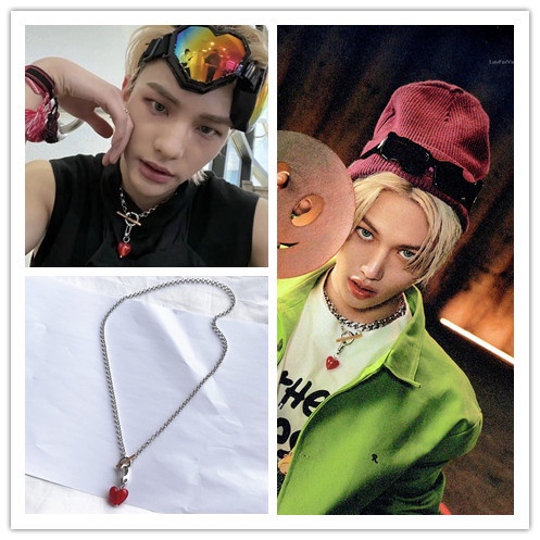 Vòng cổ Nam Mặt Trái Tim Kpop Stray Kids Felix Love Niche