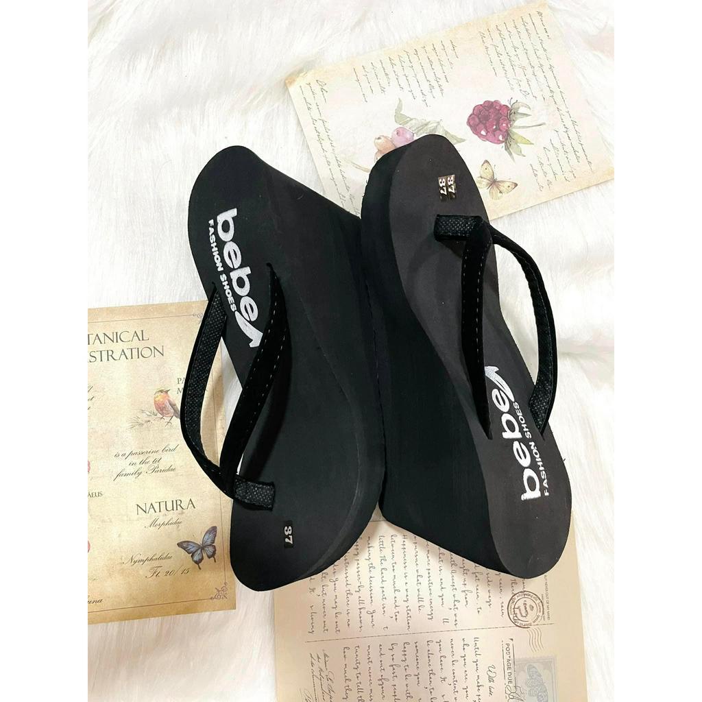 Dép kẹp xốp nữ 5-7-9cm quai nhung xỏ đế dày cao gót siêu nhẹ