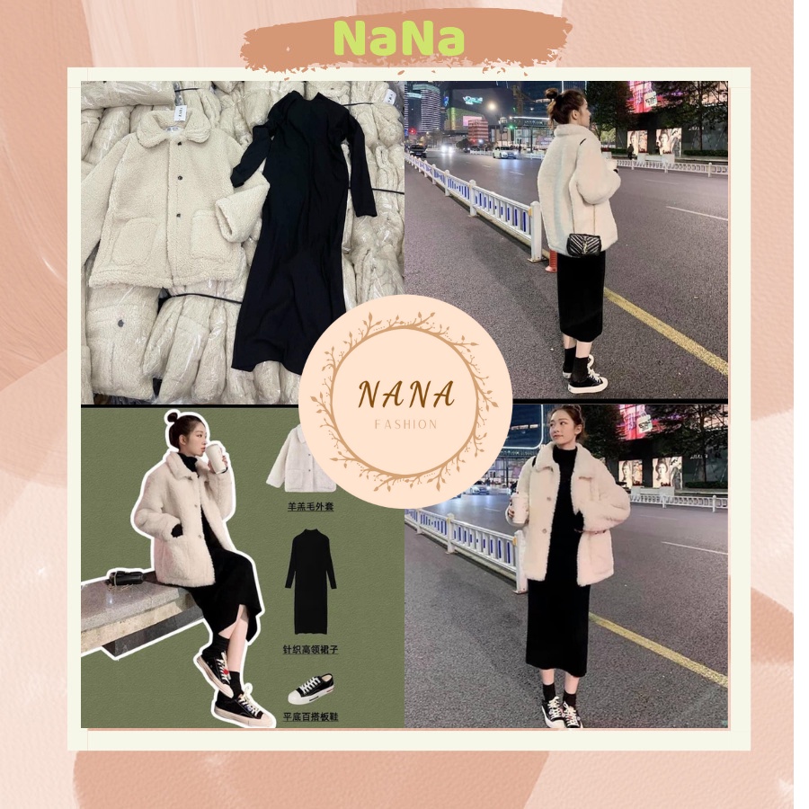 [Hàng Cao Cấp Loại 1] Sét Váy Body Cổ Lọ Mix Áo Lông Cực Xinh Nana Store