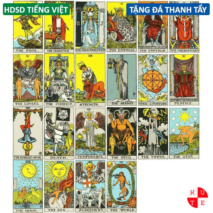 Bộ Bài Tarot Rider Smith 78 Lá Bài Xem Vận Mệnh Tương Lai Tặng Túi Nhung Đựng Bài Và Hướng Dẫn Tiếng Việt SRDER-TUI