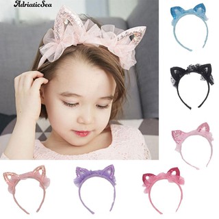 Băng đô cài tóc hình tai mèo bằng sequin