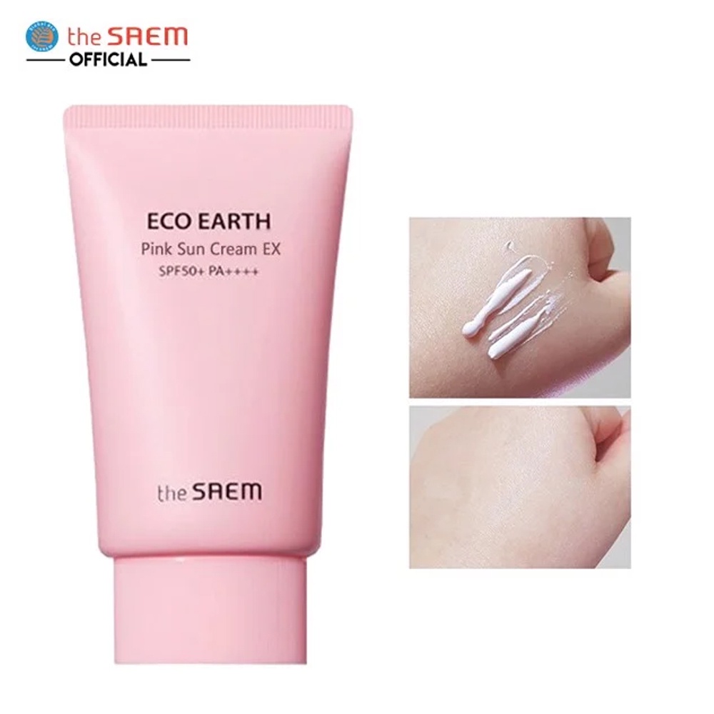 Kem chống nắng The Saem Eco Earth Pink Sun Cream EX SPF50+ PA++++ ngăn ngừa tia UVA và UVB