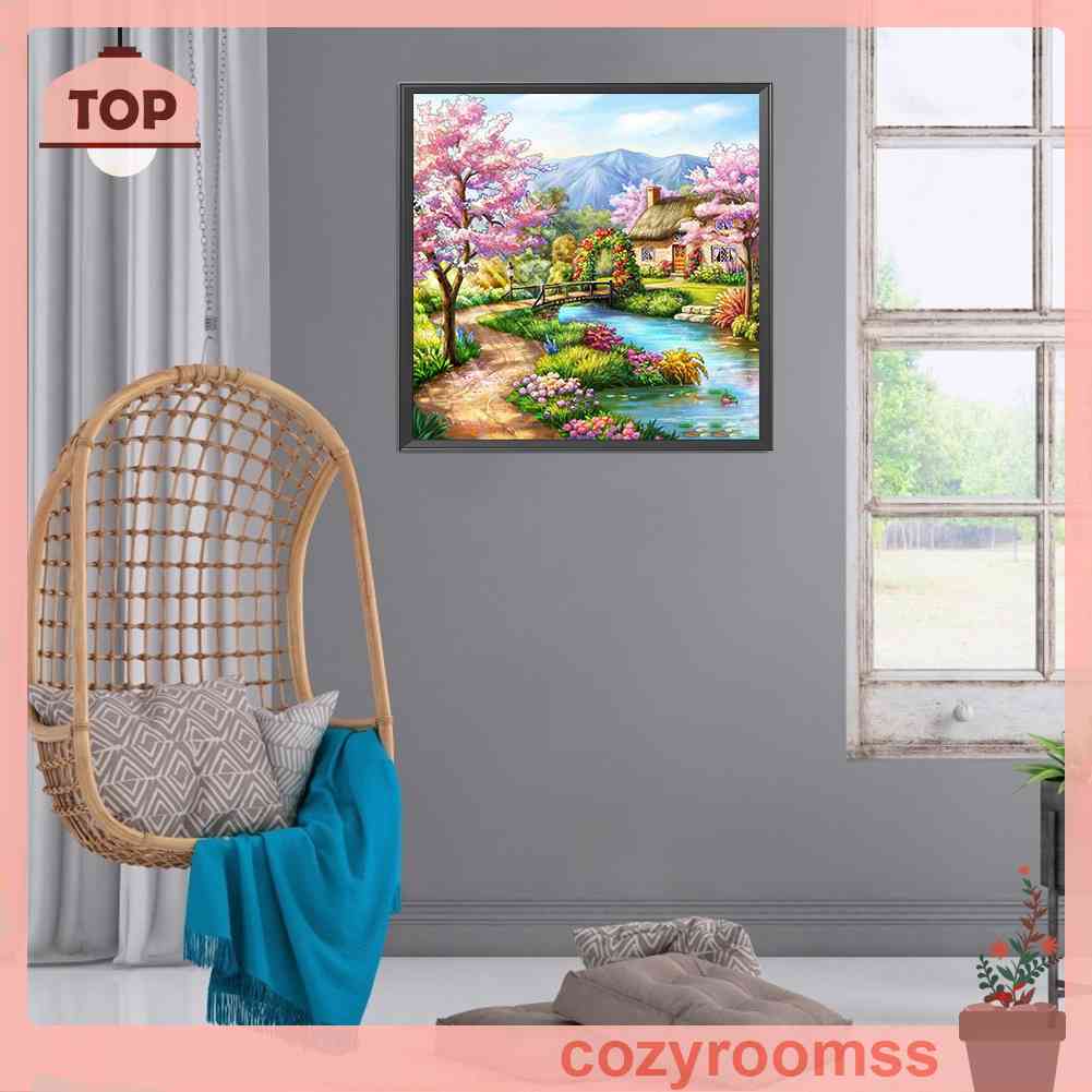 Tranh Đính Đá Kim Cương Toàn Bộ 5D DIY Hình Vẽ Vườn Đào